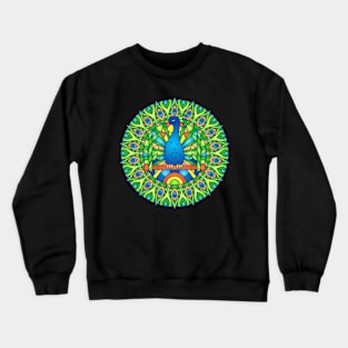 Peacock Bird Mandala Style Abstract Design Crewneck Sweatshirt